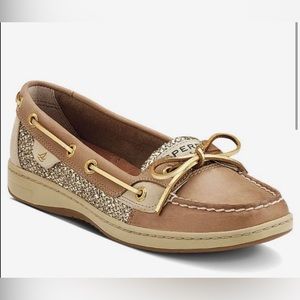 8.5 Sperry Boat Shoes - gold accents - good condition